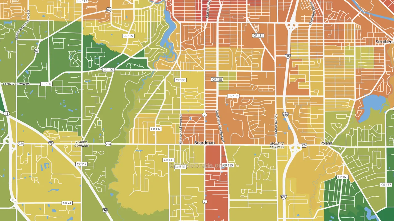 Boardman, OH Map of Vandalism Rates