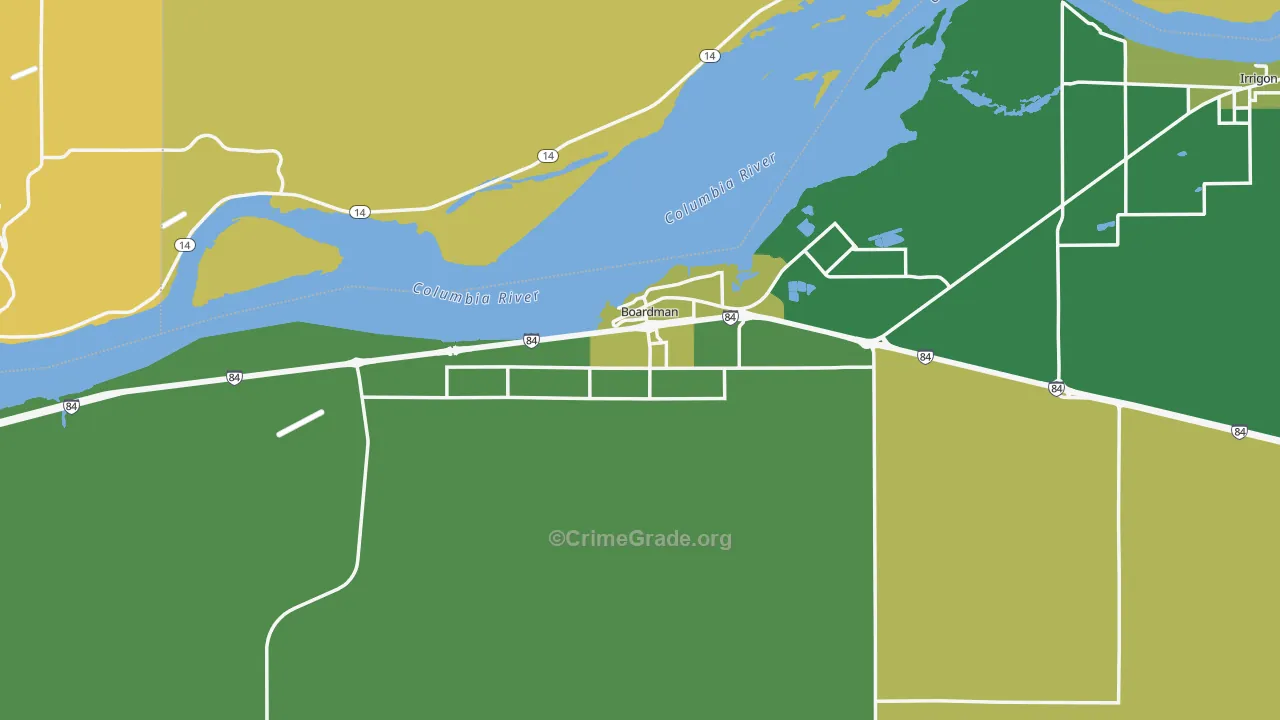 Boardman, OR Map of Vandalism Rates