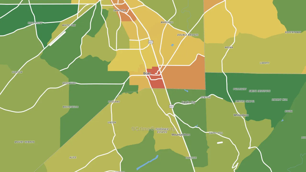 Boaz, AL Map of Vandalism Rates