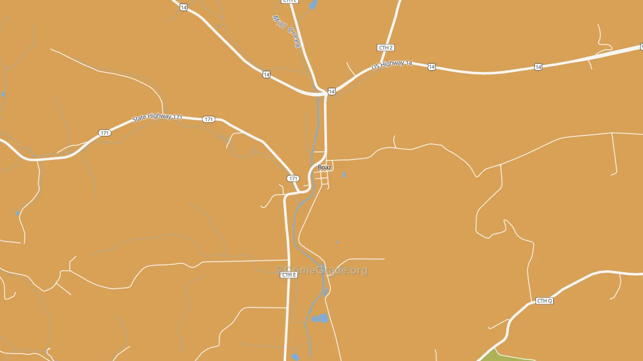 Boaz, WI Map of Vandalism Rates
