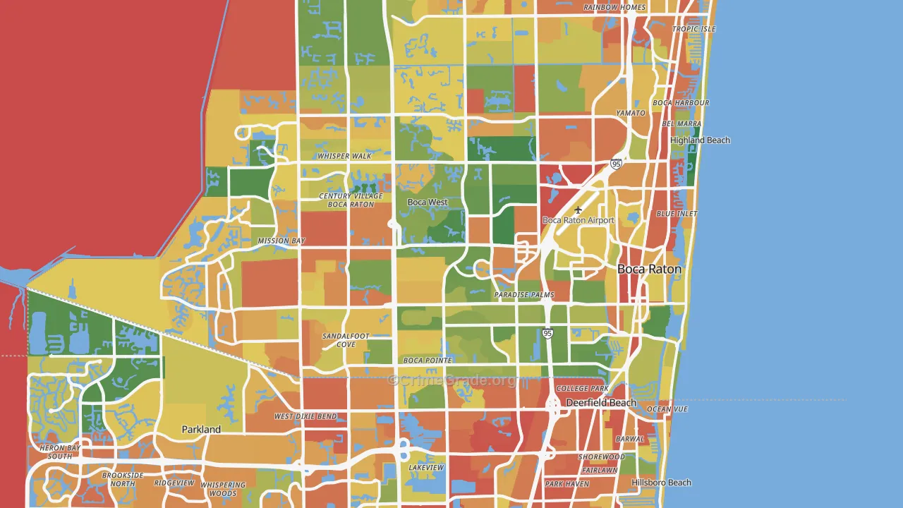 Boca Raton, FL Map of Vandalism Rates