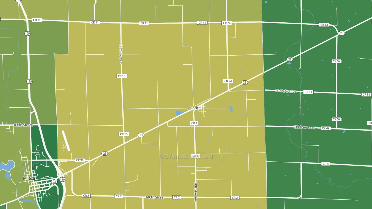 Bock, MN Map of Vandalism Rates