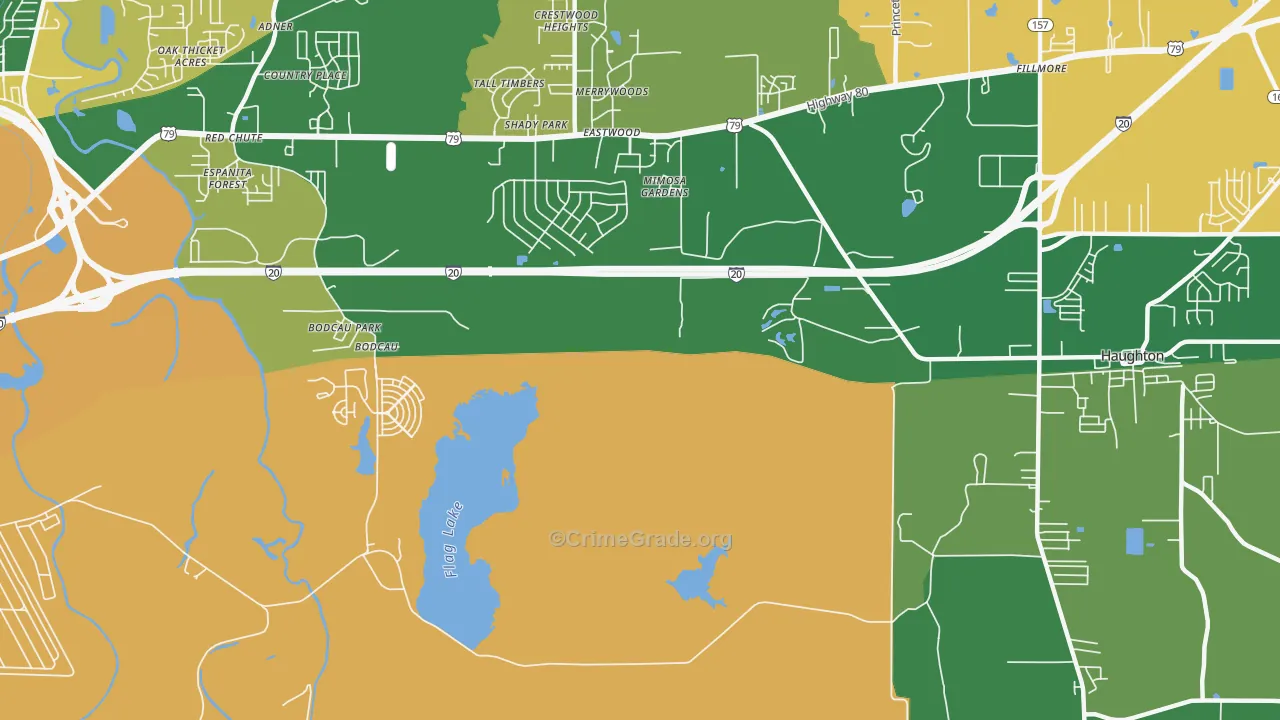 Bodcau, LA Map of Vandalism Rates