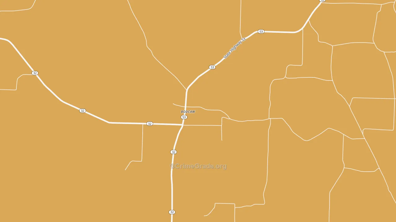 Bodcaw, AR Map of Vandalism Rates