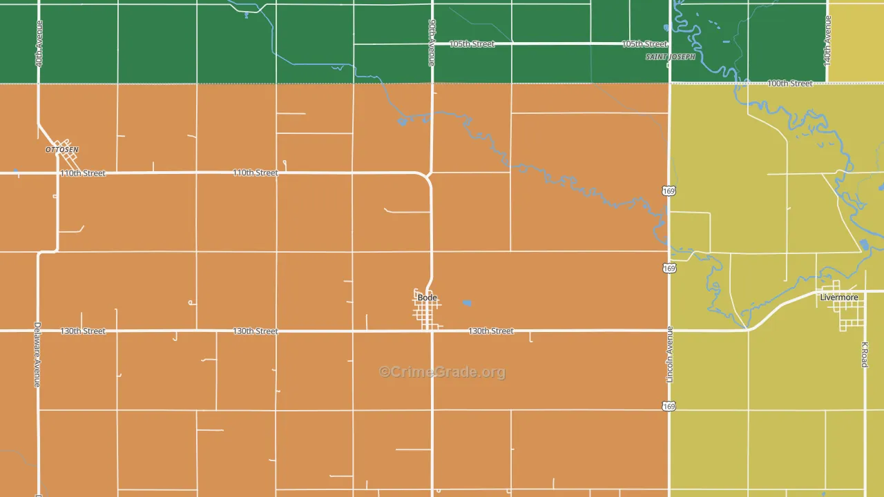 Bode, IA Map of Vandalism Rates