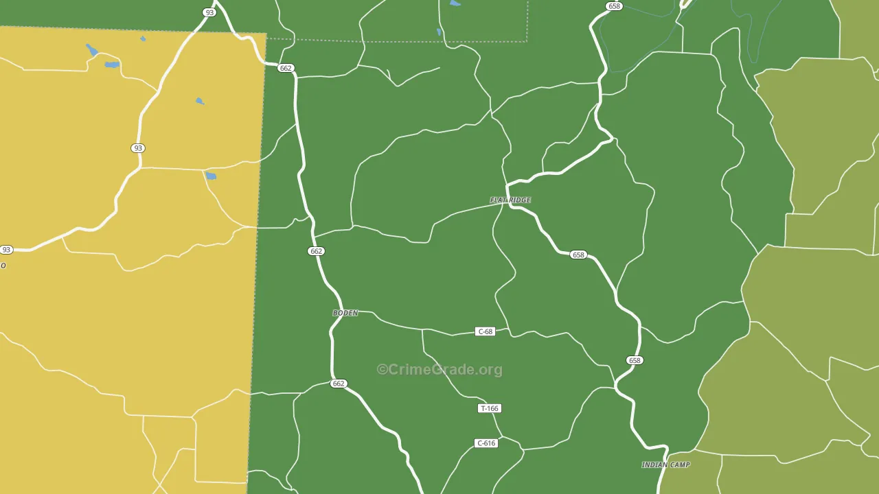 Boden, OH Map of Vandalism Rates
