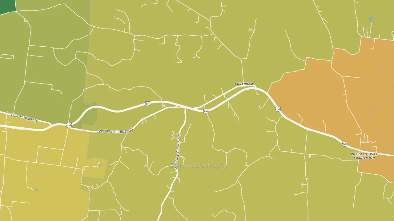 Bodenham, TN Map of Vandalism Rates
