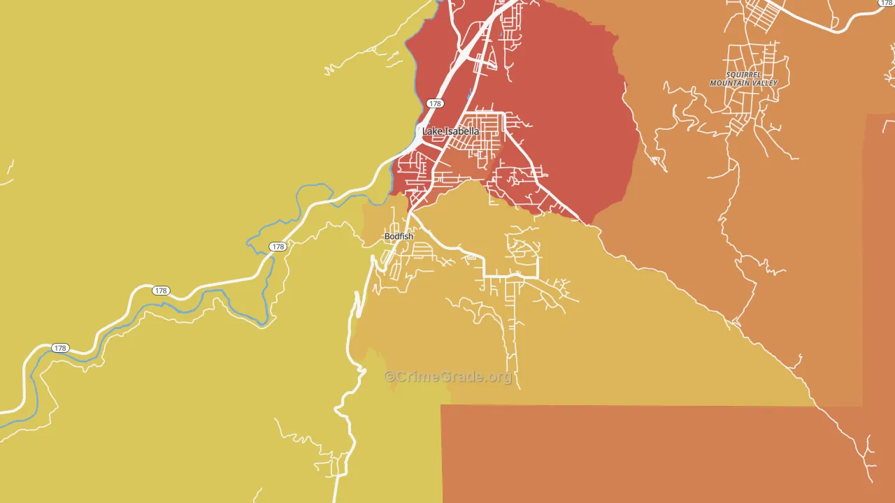 Bodfish, CA Map of Vandalism Rates