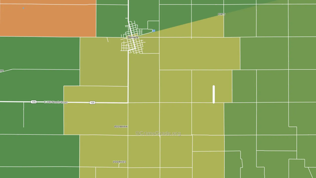 Bodman, IL Map of Vandalism Rates