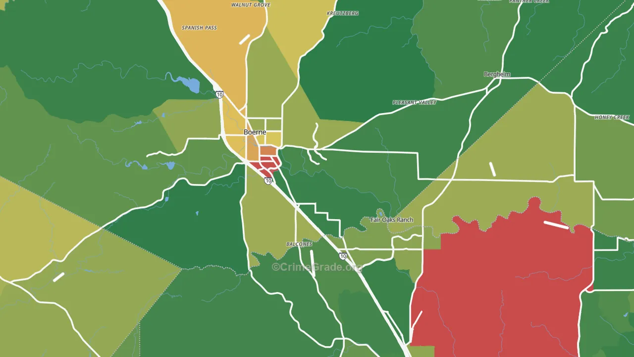 Boerne, TX Map of Vandalism Rates