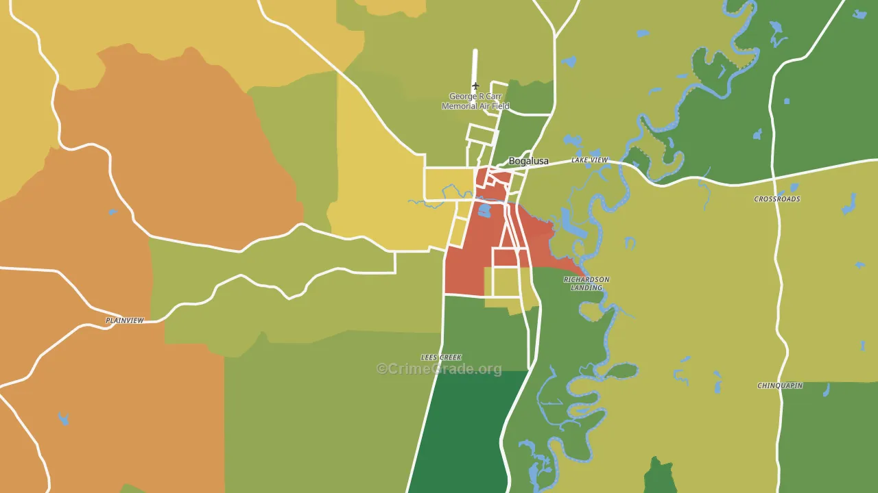 Bogalusa, LA Map of Vandalism Rates