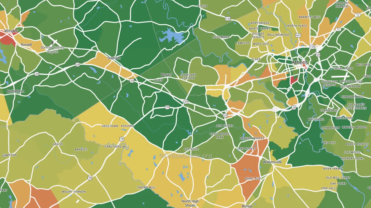 Bogart, GA Map of Vandalism Rates