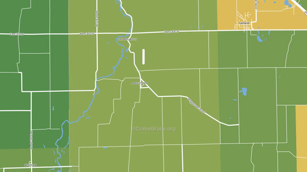 Boggstown, IN Map of Vandalism Rates
