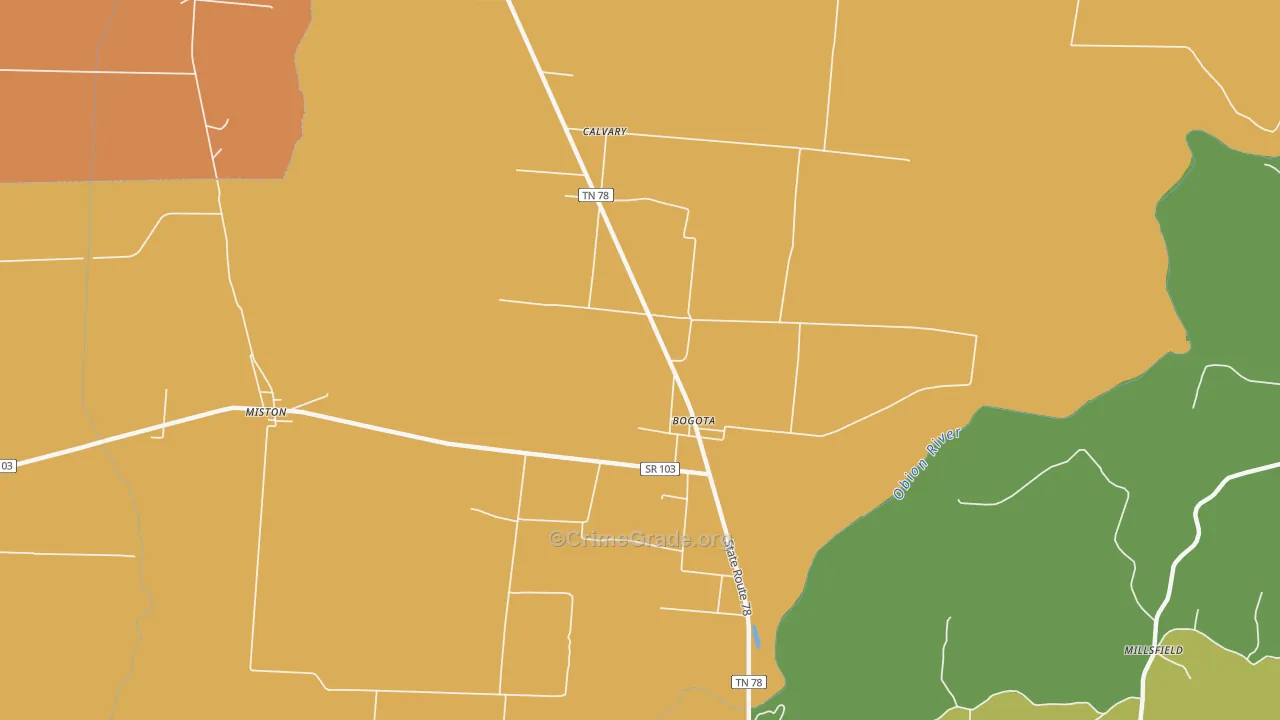 Bogota, TN Map of Vandalism Rates