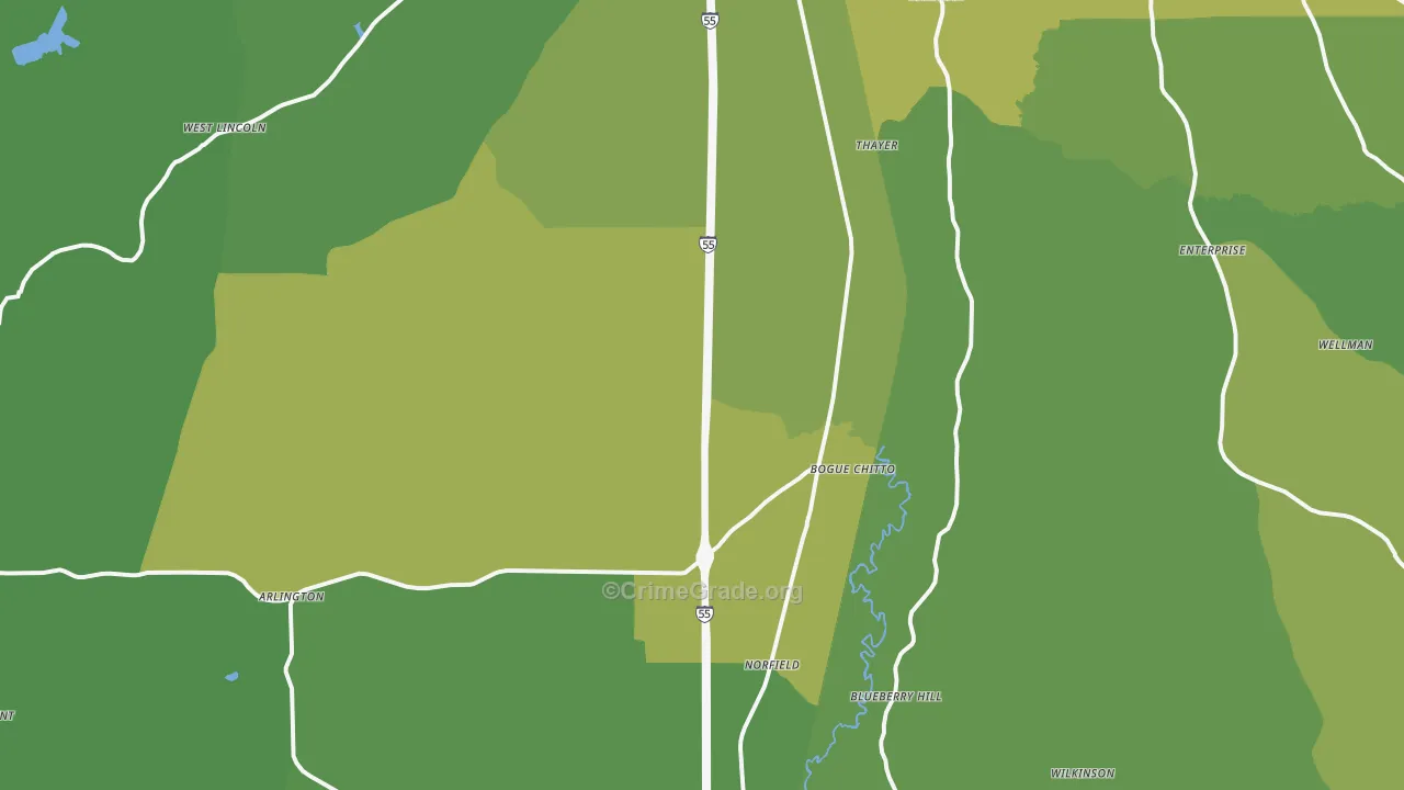 Bogue Chitto, MS Map of Vandalism Rates