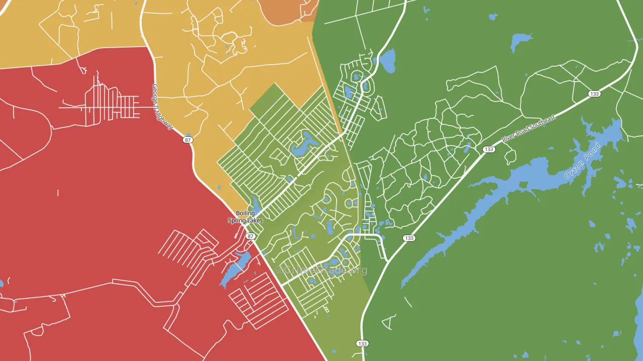 Boiling Spring Lakes, NC Map of Vandalism Rates
