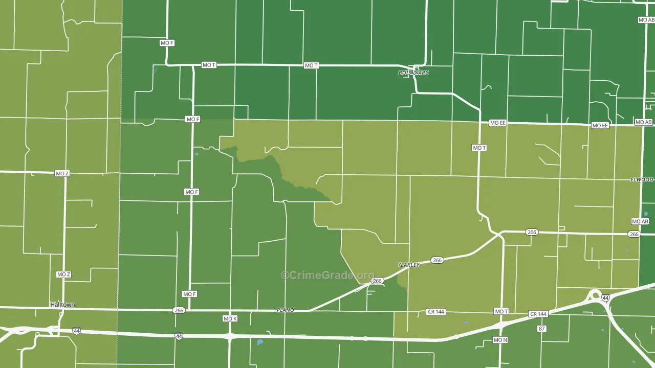 Bois D Arc, MO Map of Vandalism Rates