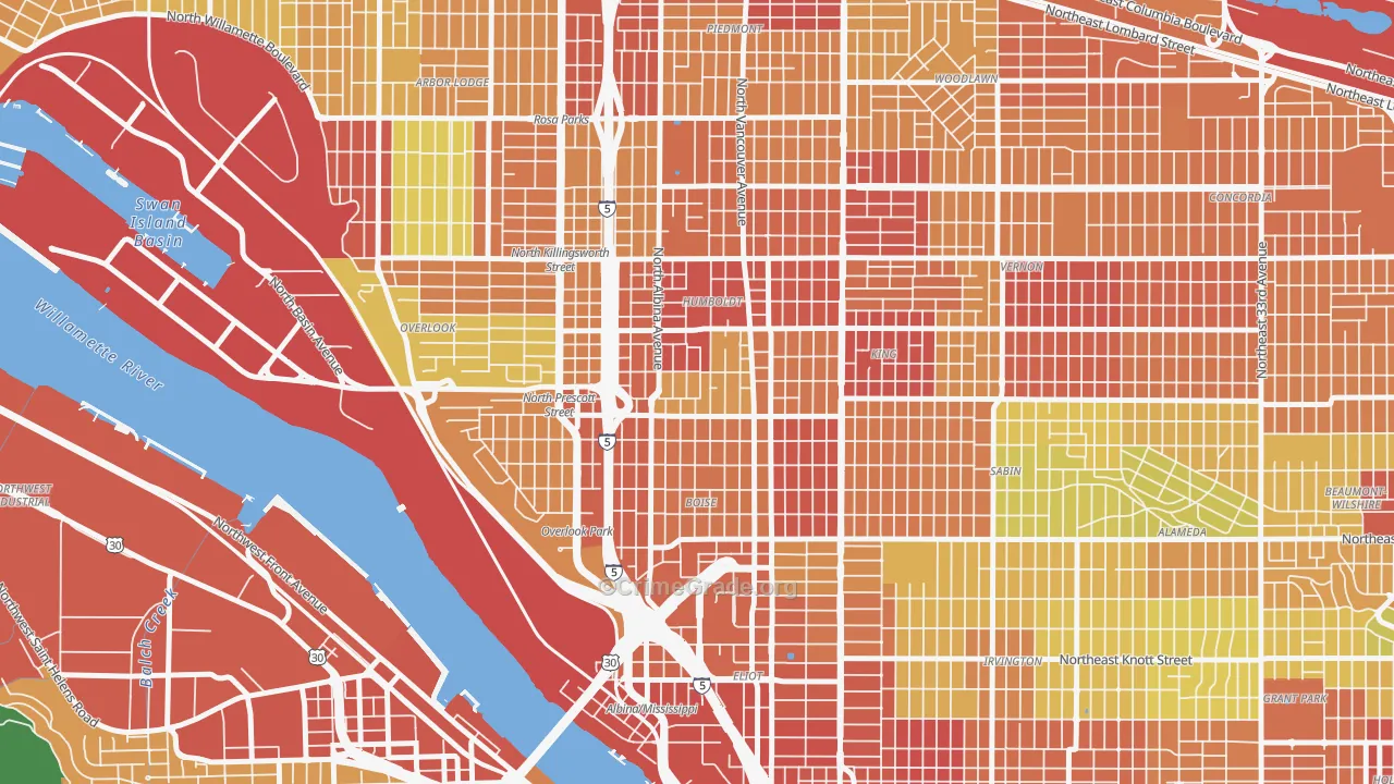 Boise, Portland, OR Map of Vandalism Rates