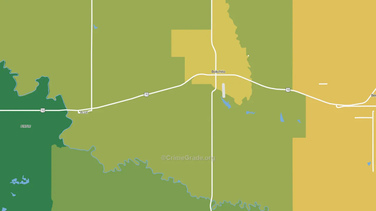 Bokchito, OK Map of Vandalism Rates