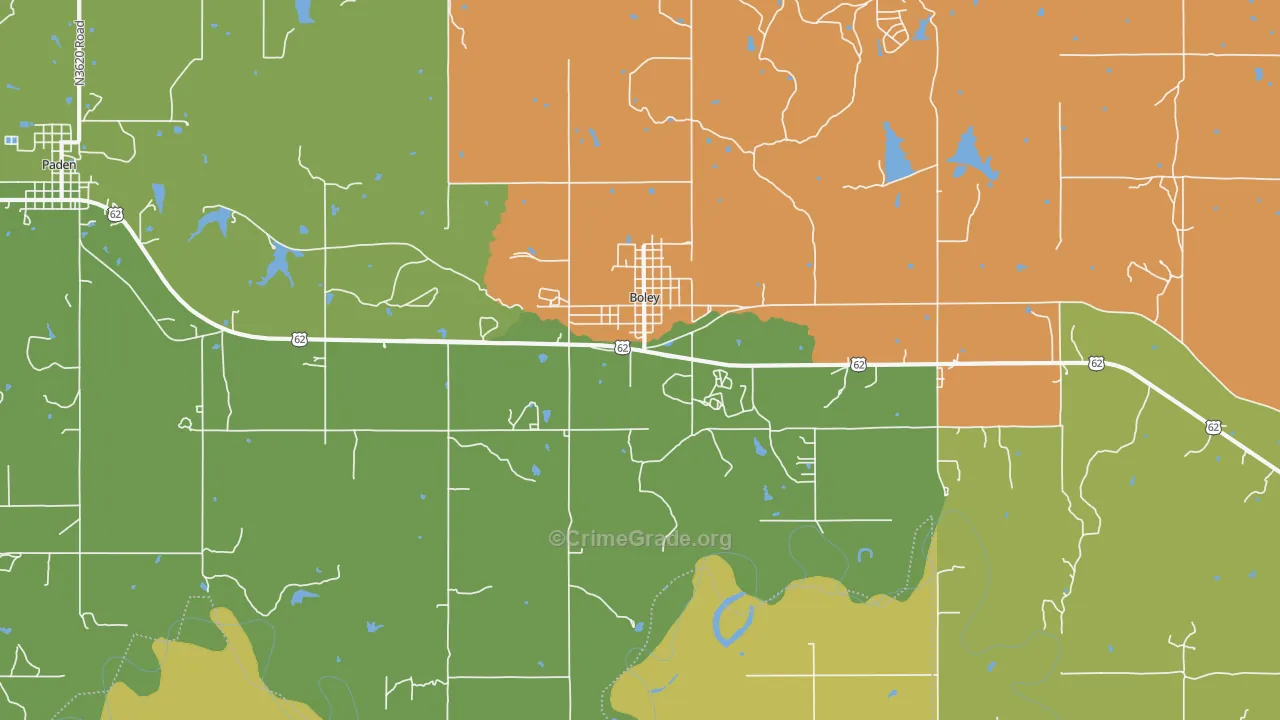Boley, OK Map of Vandalism Rates