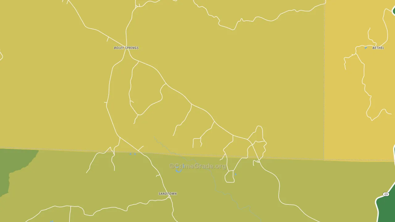 Boley Springs, AL Map of Vandalism Rates