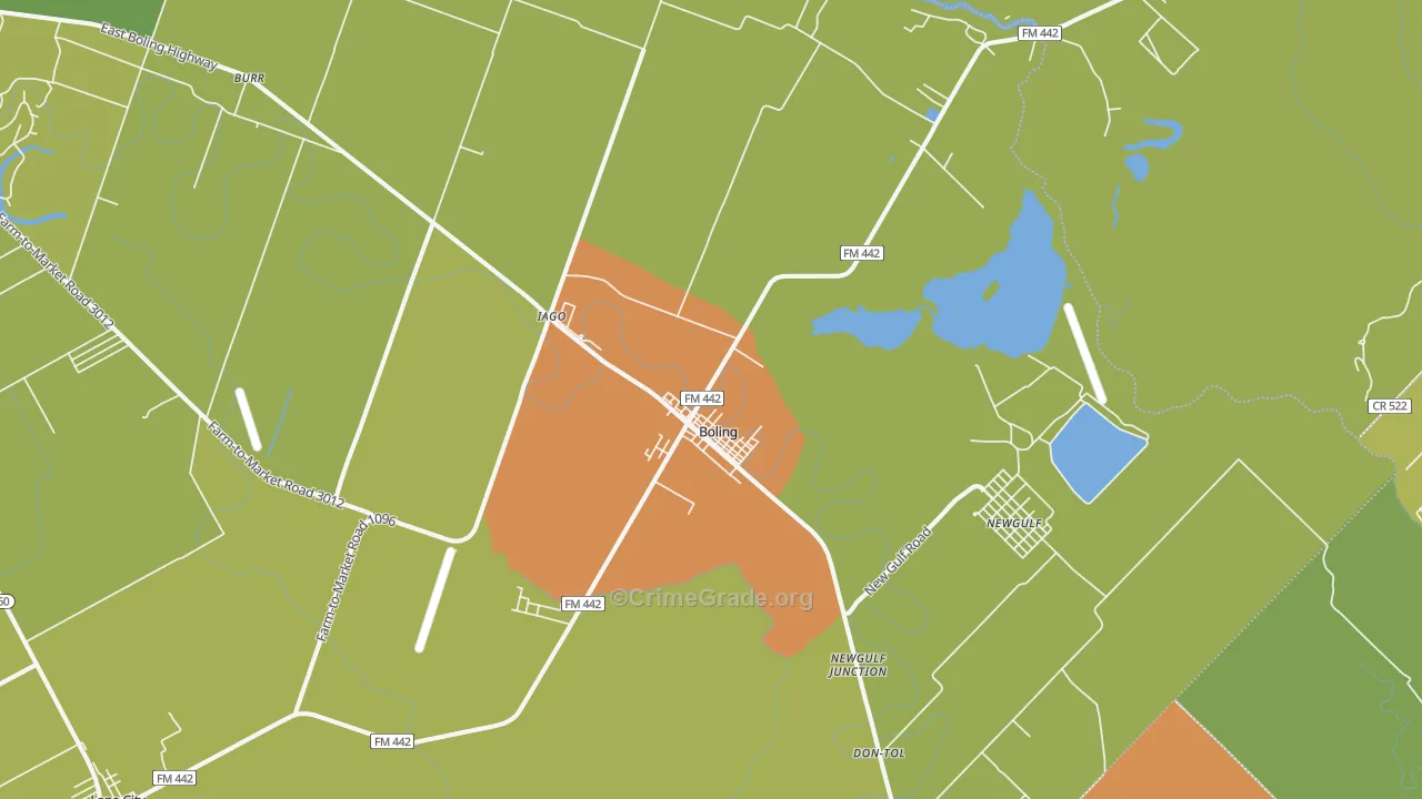 Boling, TX Map of Vandalism Rates