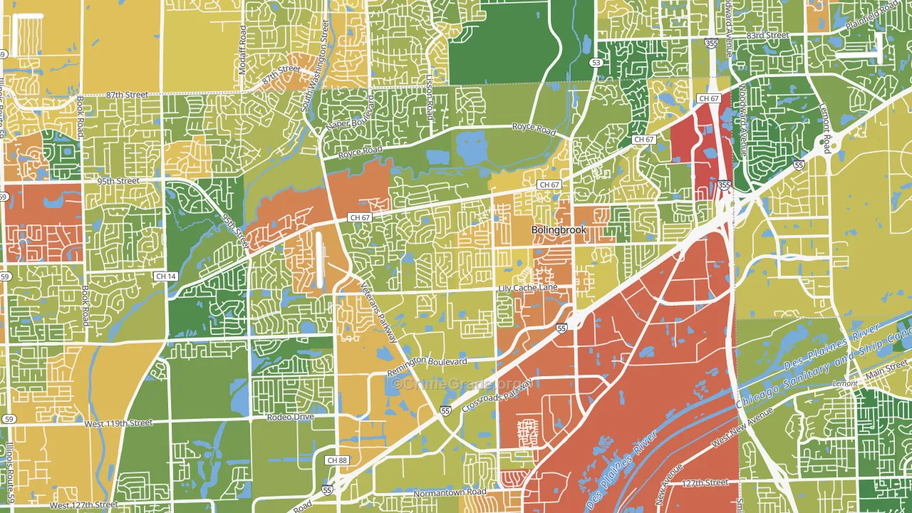 Bolingbrook, IL Map of Vandalism Rates