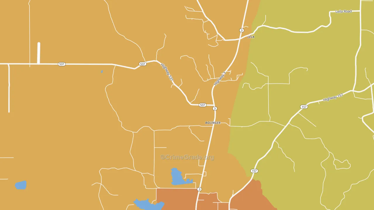 Bolinger, LA Map of Vandalism Rates