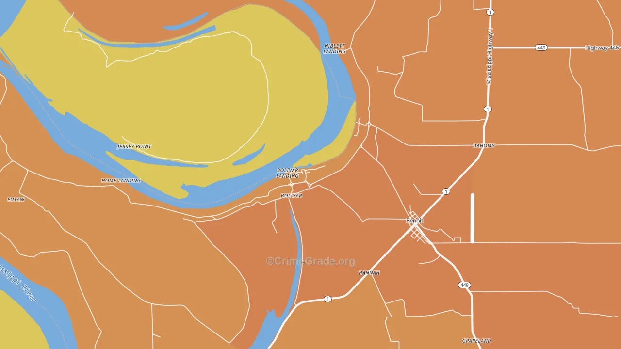 Bolivar, MS Map of Vandalism Rates