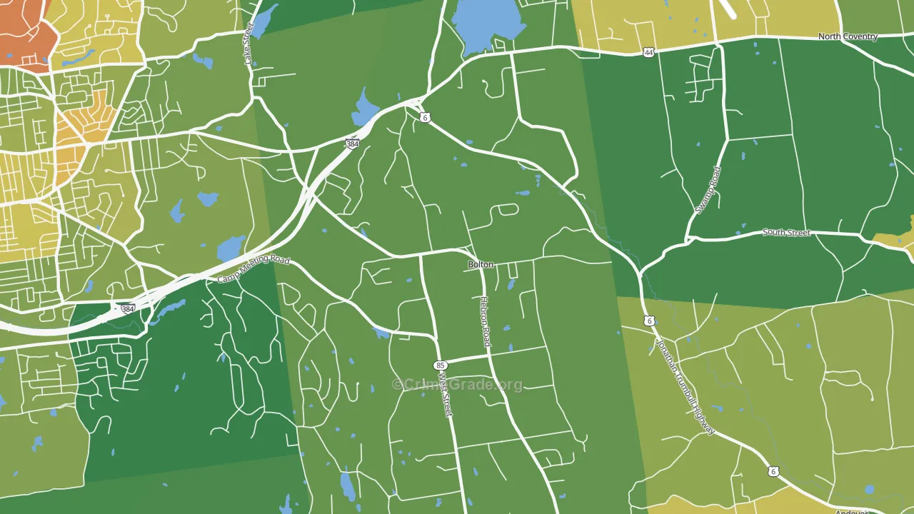 Bolton, CT Map of Vandalism Rates