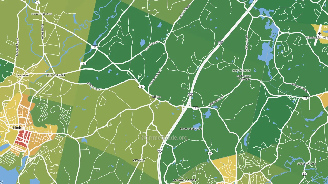 Bolton, MA Map of Vandalism Rates