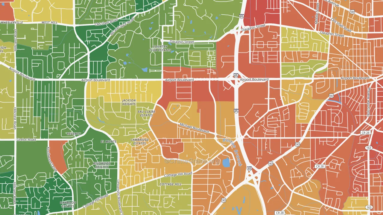 Bolton, Mobile, AL Map of Vandalism Rates