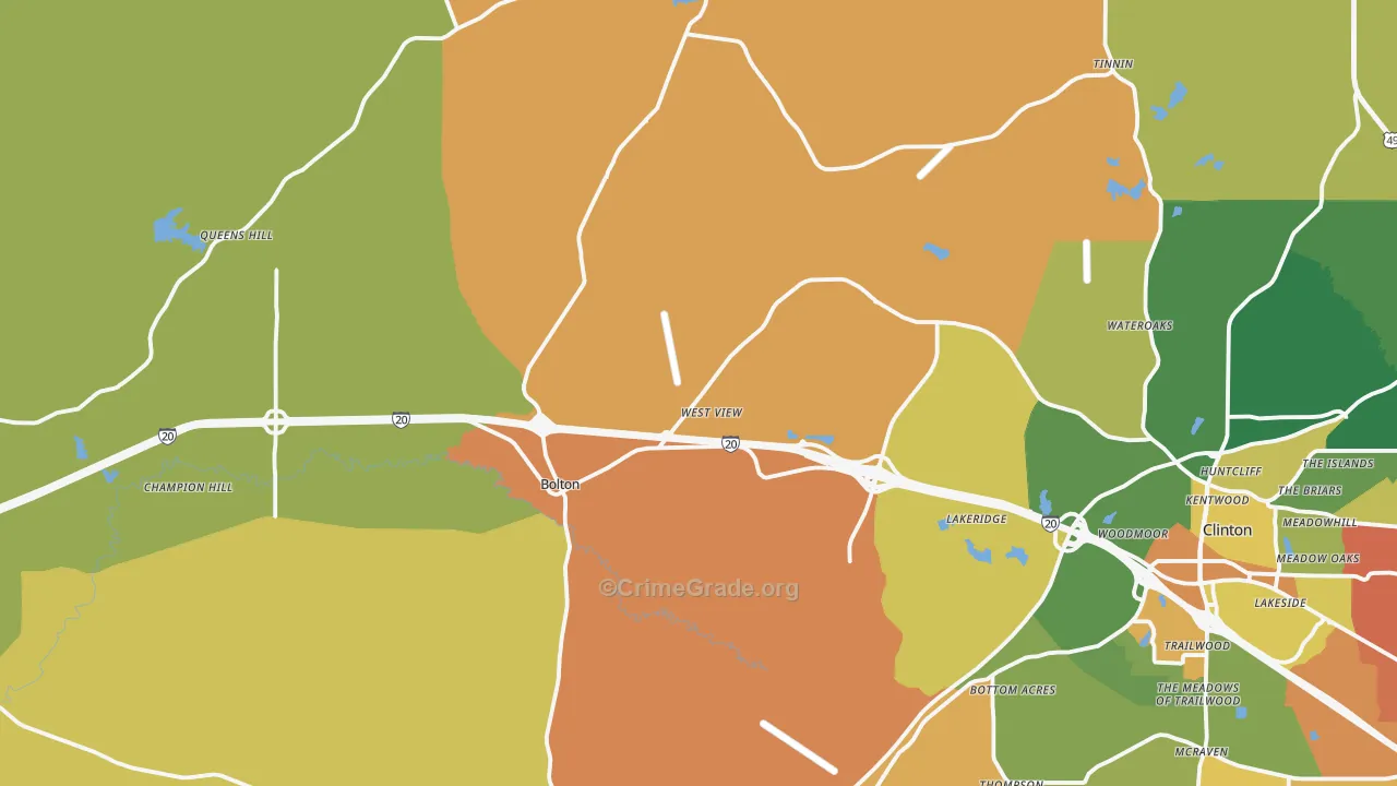 Bolton, MS Map of Vandalism Rates