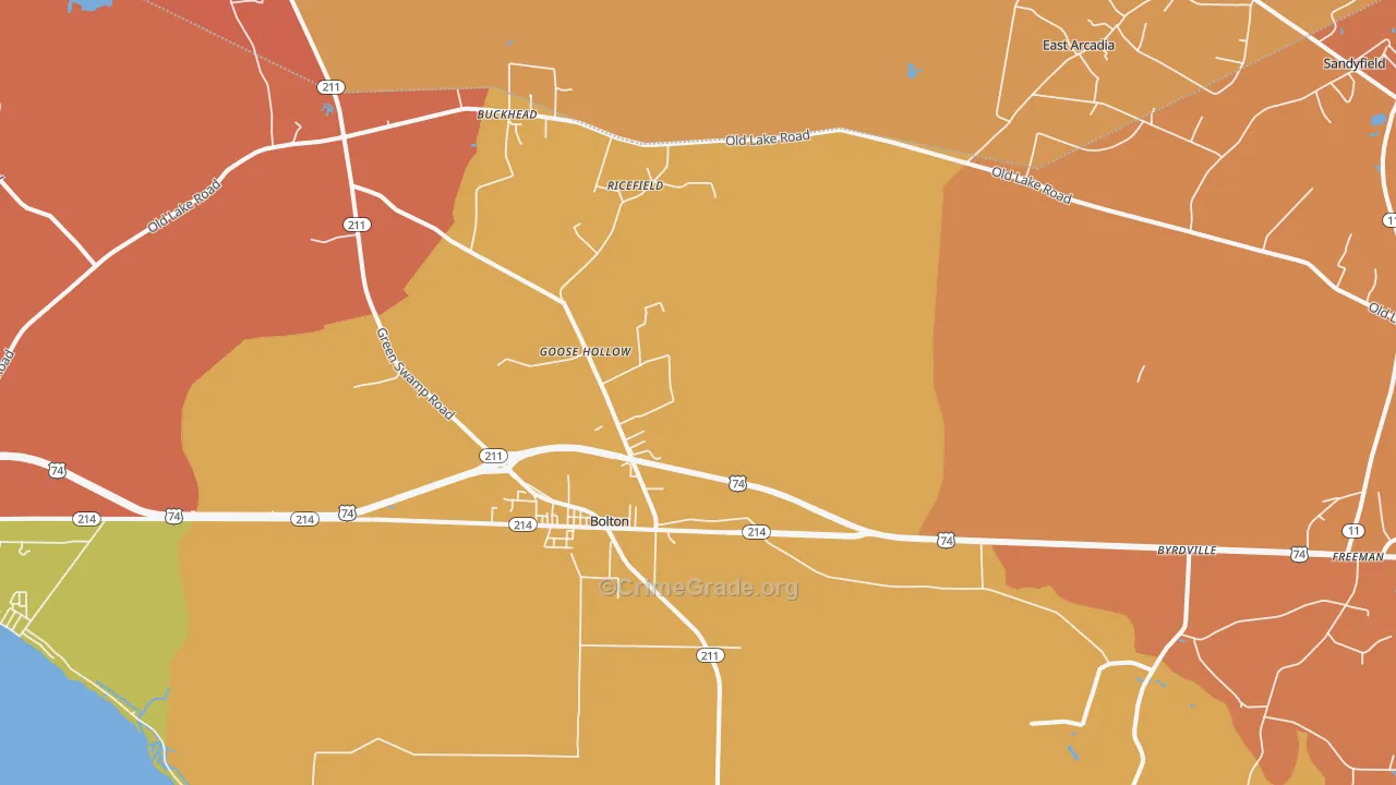 Bolton, NC Map of Vandalism Rates