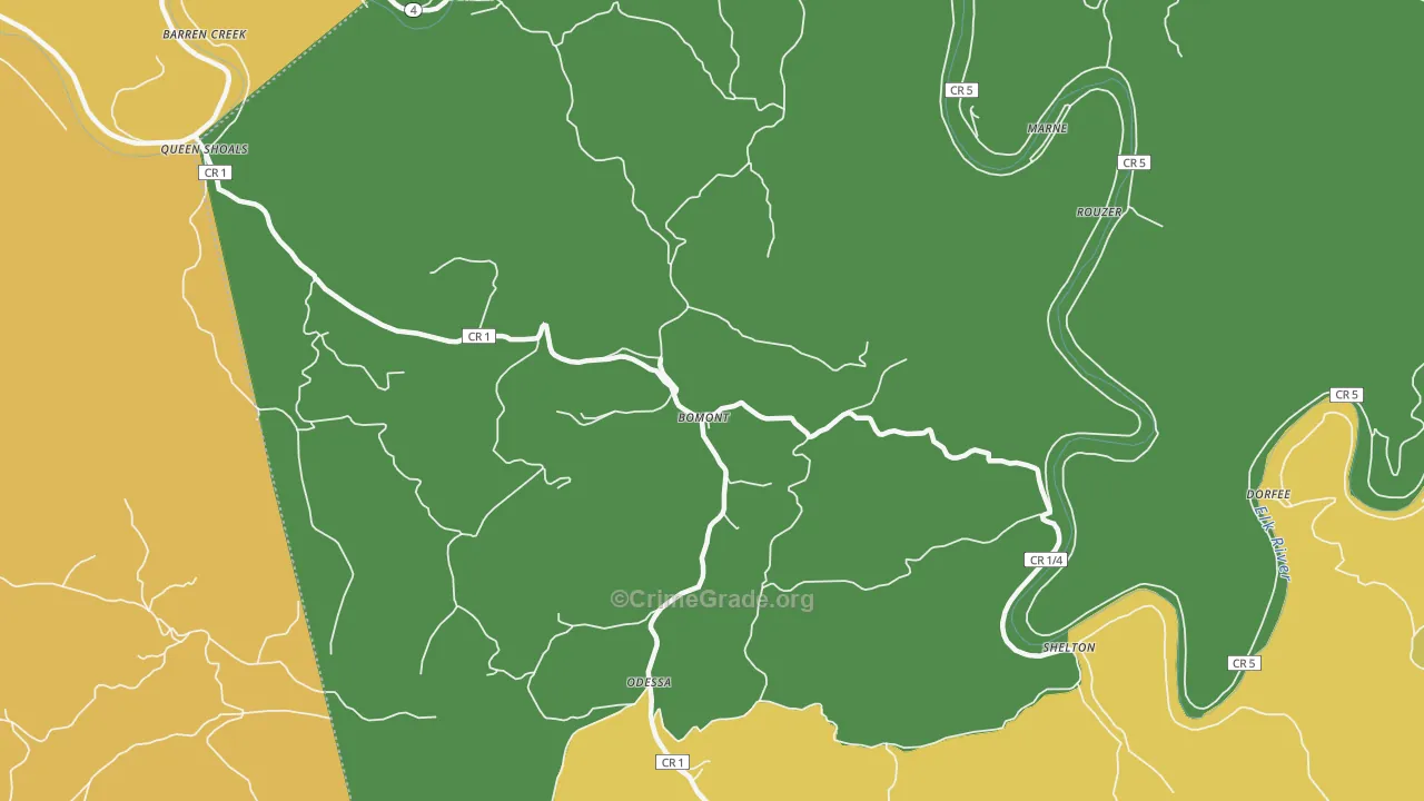 Bomont, WV Map of Vandalism Rates