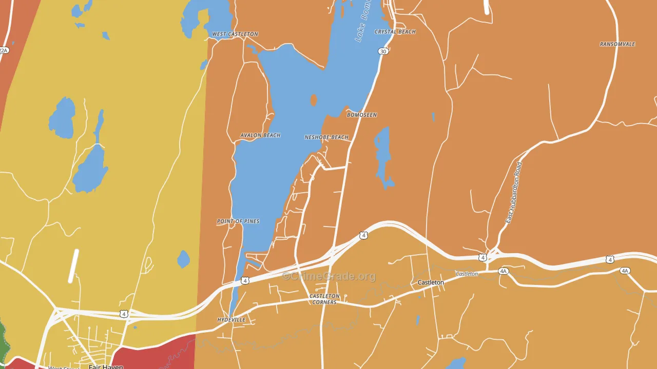 Bomoseen, VT Map of Vandalism Rates
