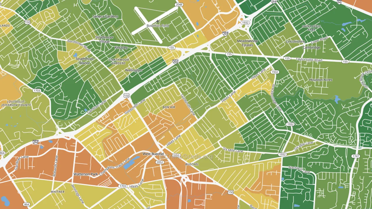 Bon Air, Louisville, KY Map of Vandalism Rates