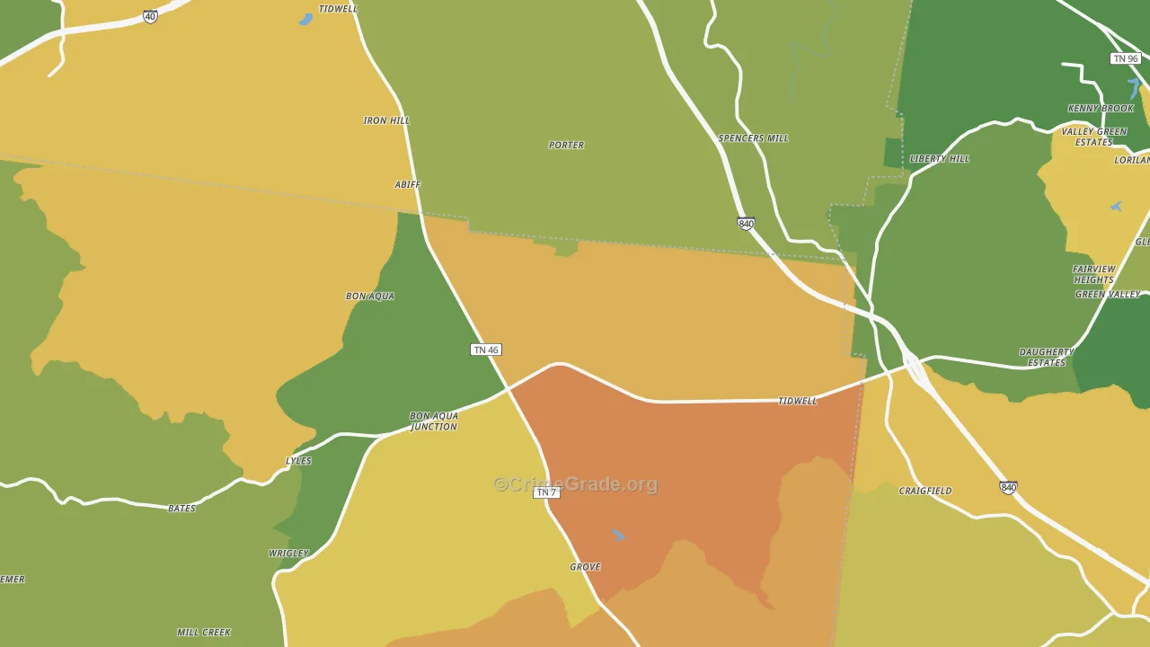 Bon Aqua, TN Map of Vandalism Rates