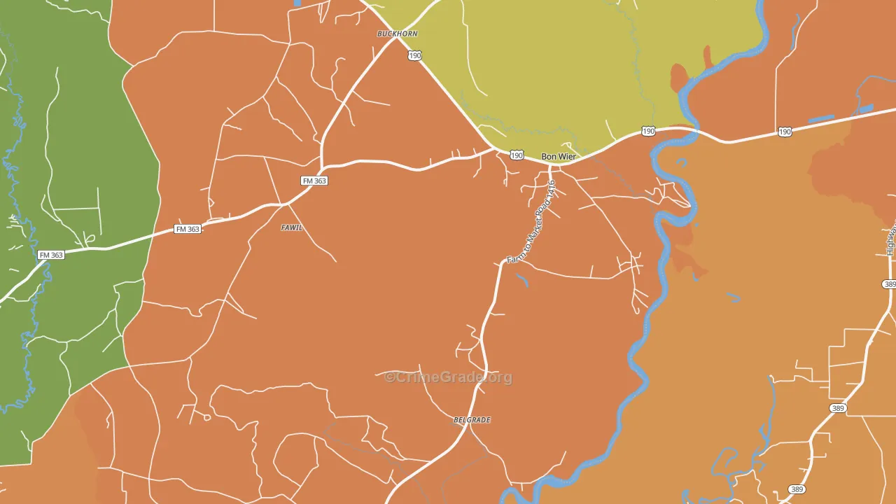 Bon Wier, TX Map of Vandalism Rates