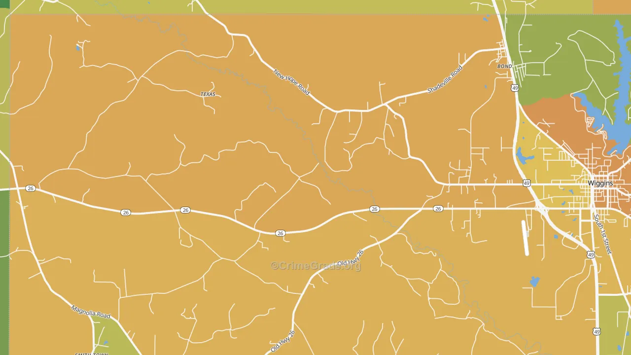 Bond, MS Map of Vandalism Rates