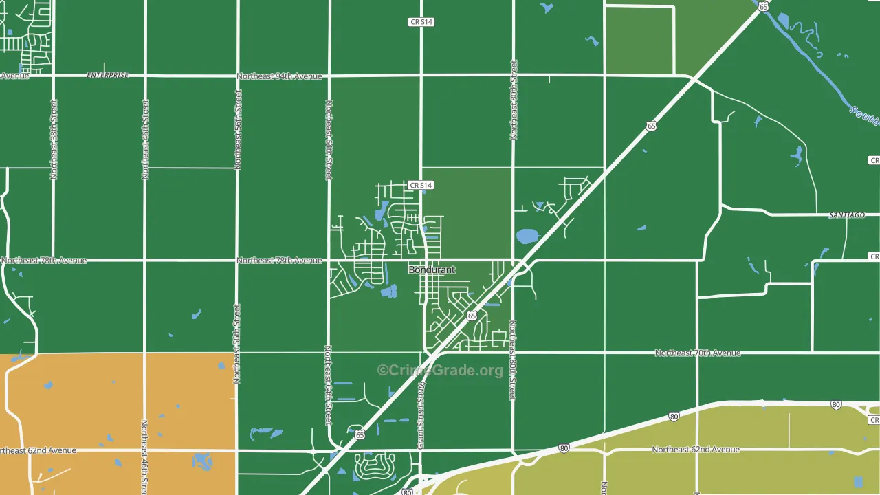 Bondurant, IA Map of Vandalism Rates