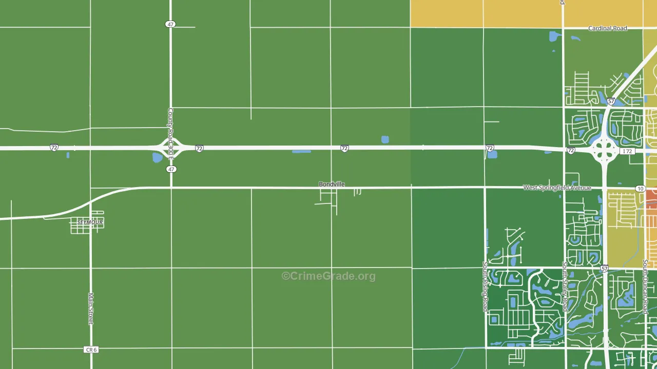 Bondville, IL Map of Vandalism Rates
