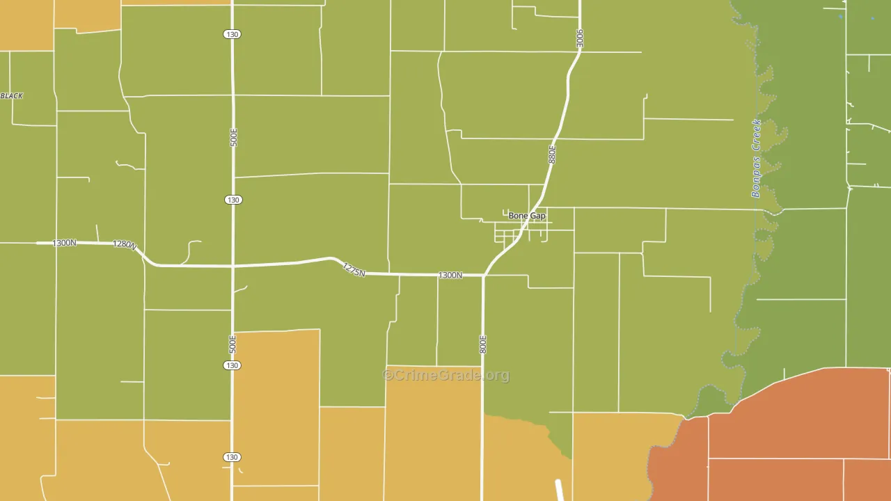 Bone Gap, IL Map of Vandalism Rates