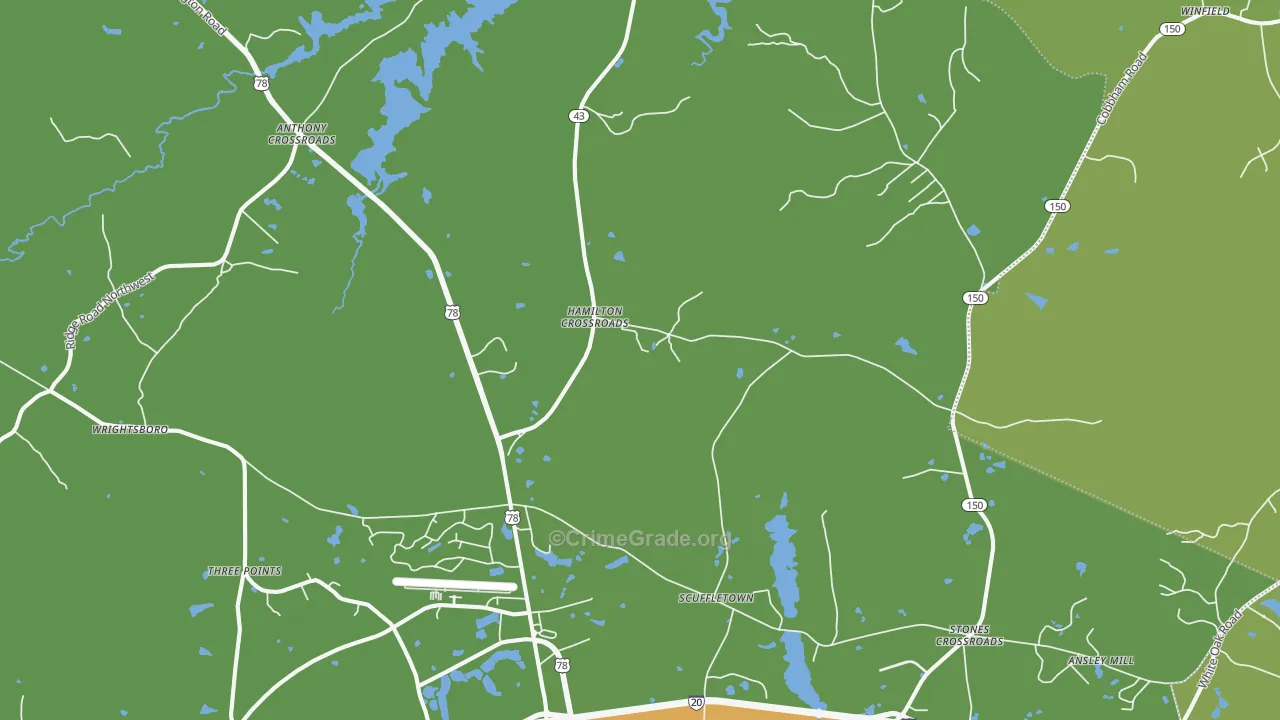 Boneville, GA Map of Vandalism Rates