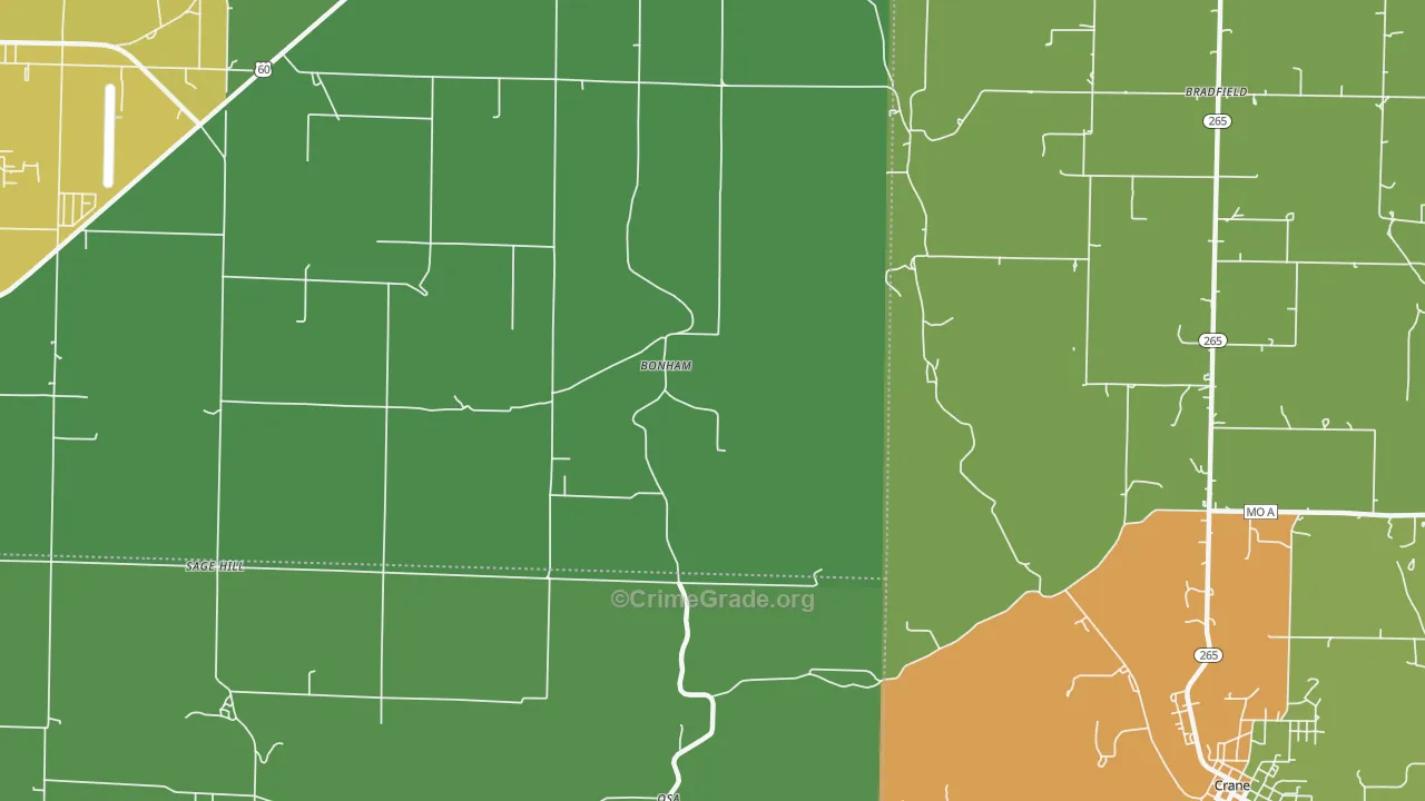 Bonham, MO Map of Vandalism Rates