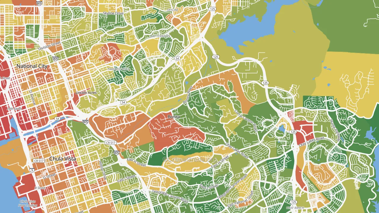 Bonita, CA Map of Vandalism Rates