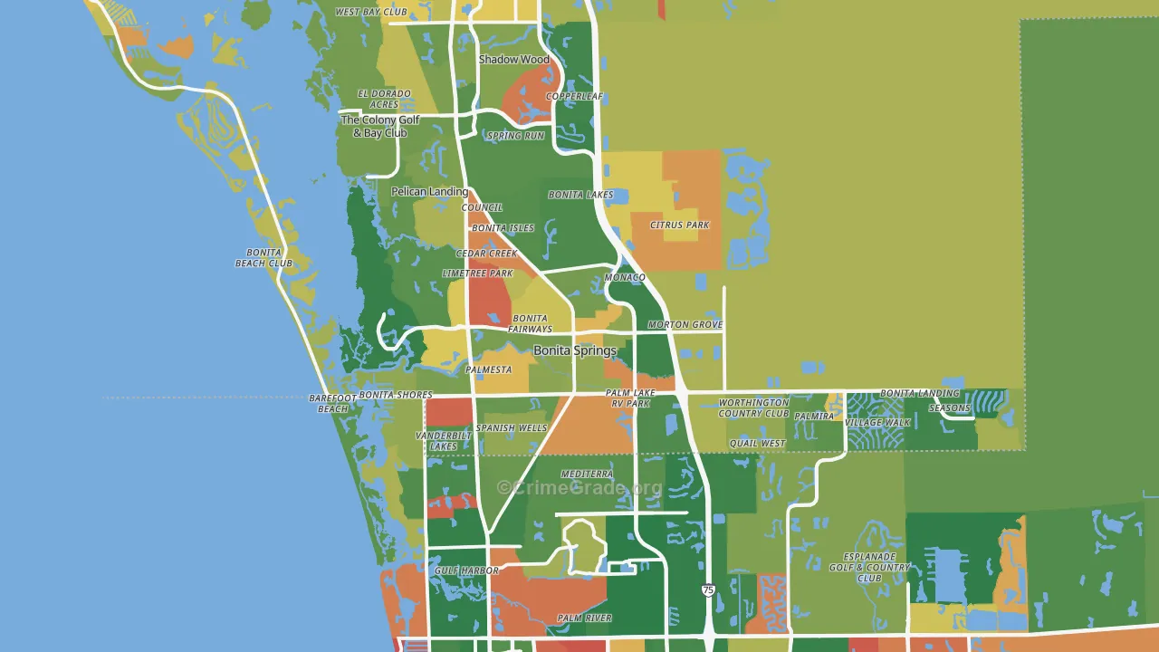 Bonita Springs, FL Map of Vandalism Rates