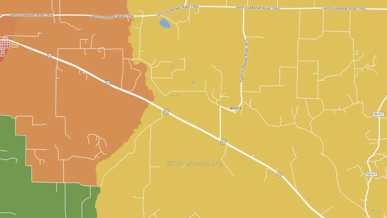 Bonita, TX Map of Vandalism Rates
