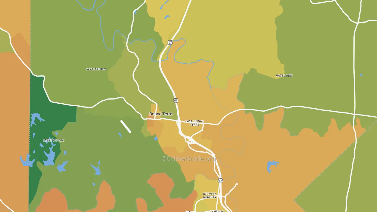 Bonne Terre, MO Map of Vandalism Rates