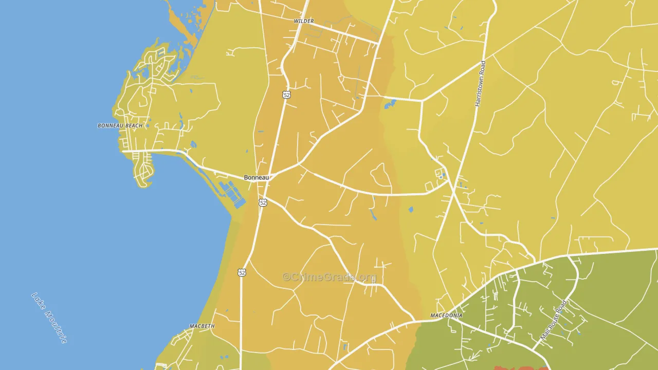 Bonneau, SC Map of Vandalism Rates